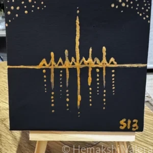Midnight Frequency original acrylic soundwave mini canvas by Hemakshi Valera