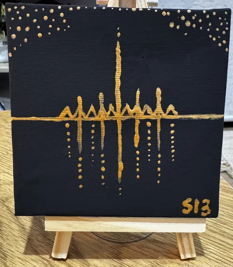 Midnight Frequency original acrylic soundwave mini canvas by Hemakshi Valera