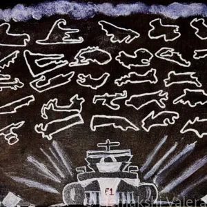 Racing Around the World Formula One original acrylic painting by Hemakshi Valera