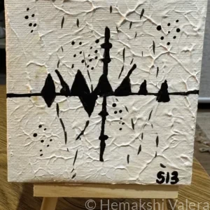 Small square abstract acrylic painting in soft intimate tones capturing the unspoken communication that passes between people through music, by Australian artist Hemakshi Valera