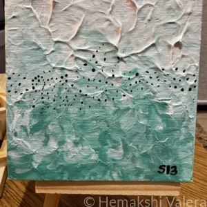 Whispers Between Waves original acrylic soundwave mini canvas by Hemakshi Valera