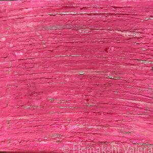 Abstract acrylic painting in hot pink with silver horizontal lines and texture, by Australian artist Hemakshi Valera