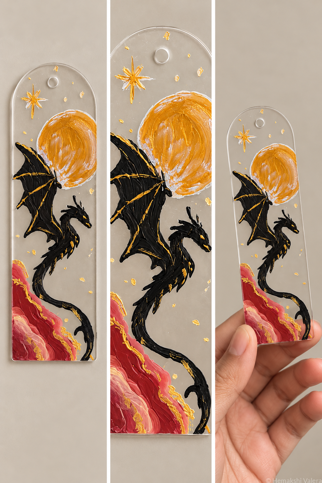 Dragon Flight — Hand-Painted Acrylic Bookmark