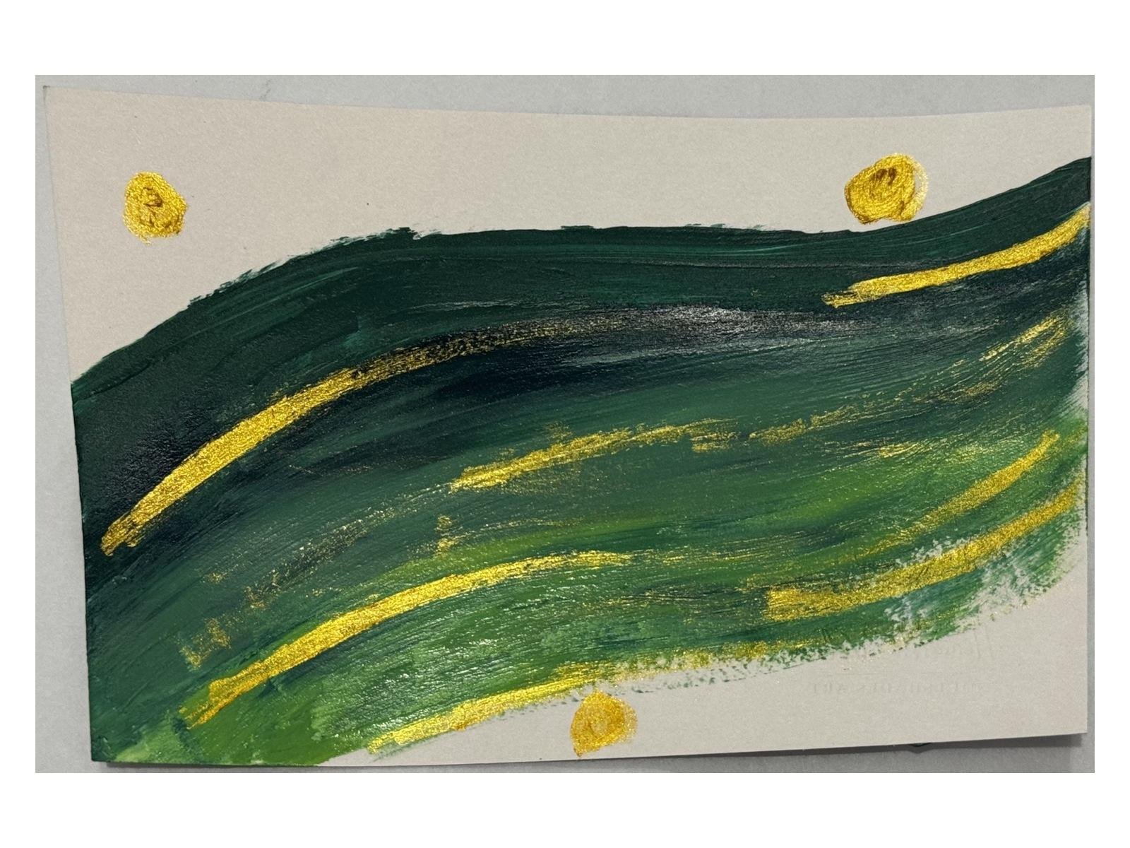 Golden Passage hand-painted postcard — front