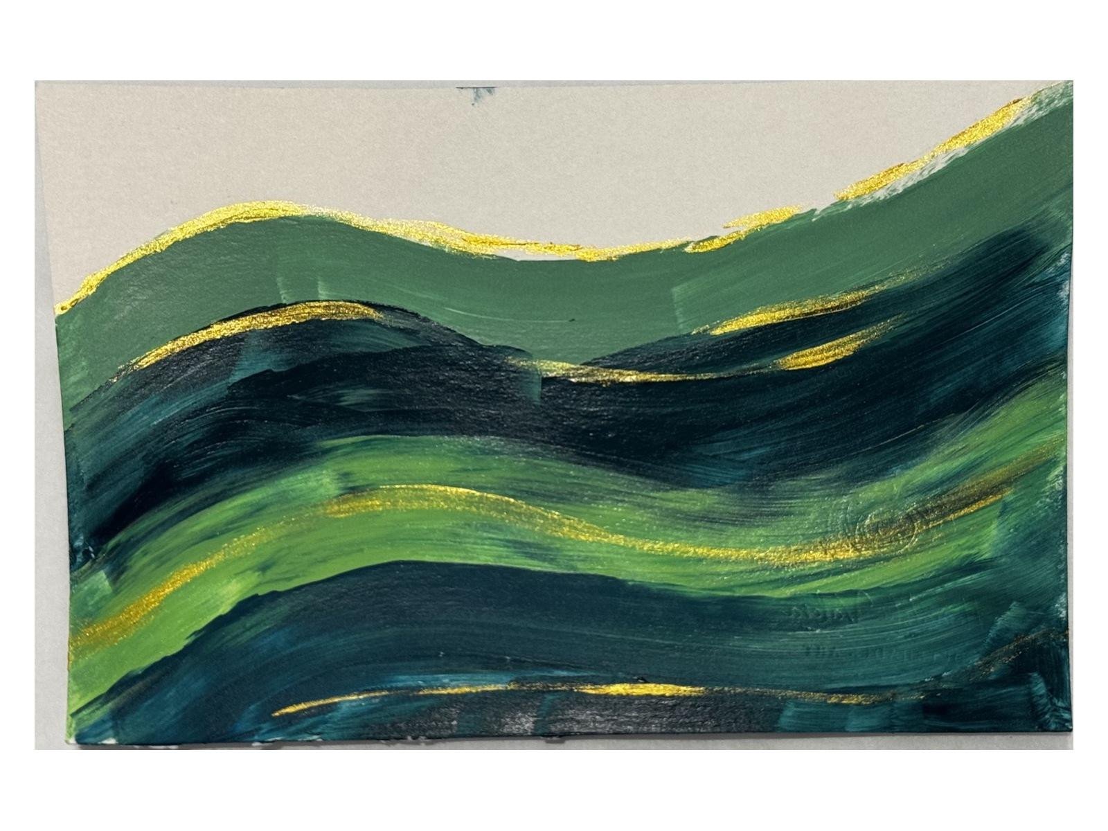 Emerald Current hand-painted postcard — front