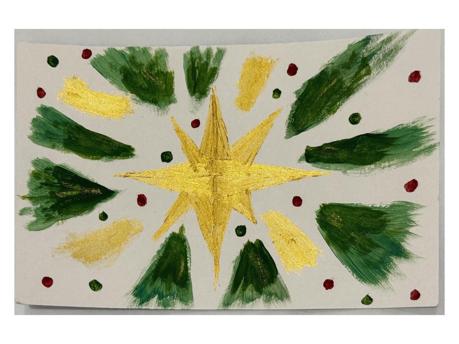 The Christmas Star hand-painted postcard — front