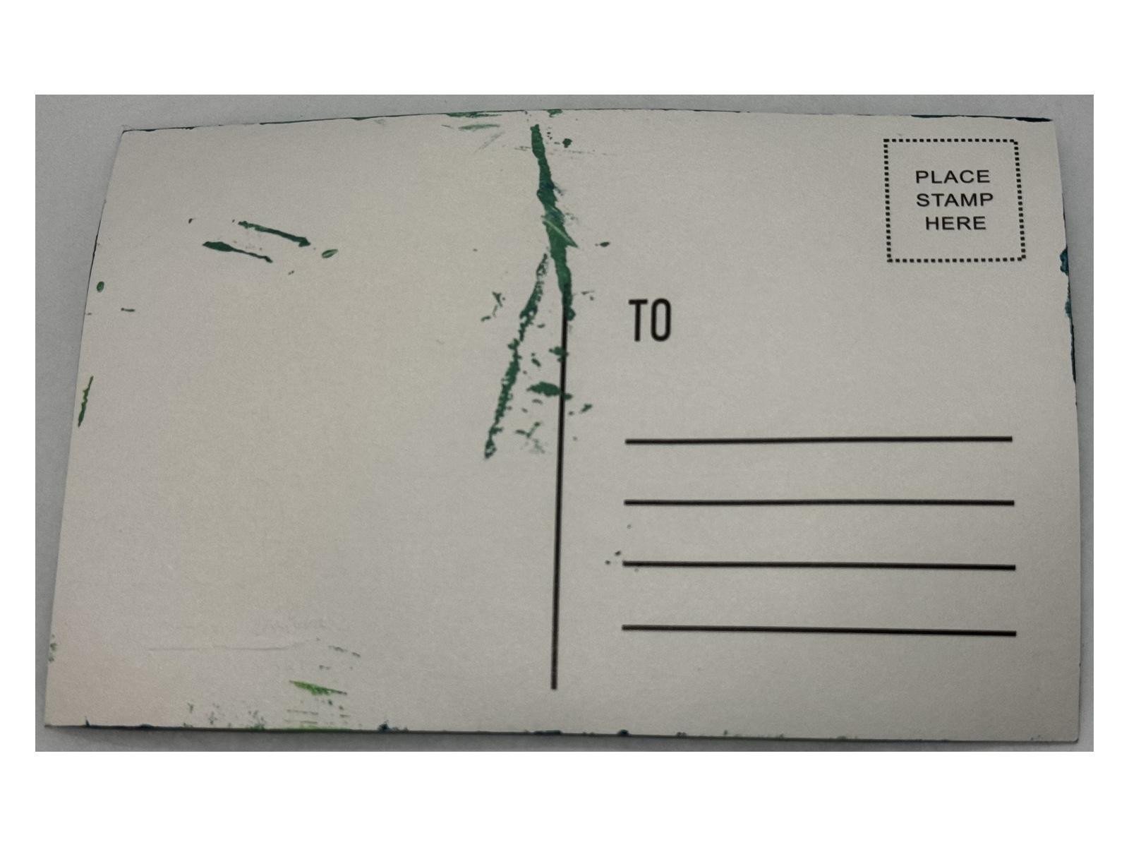 Emerald Afterglow hand-painted postcard — back