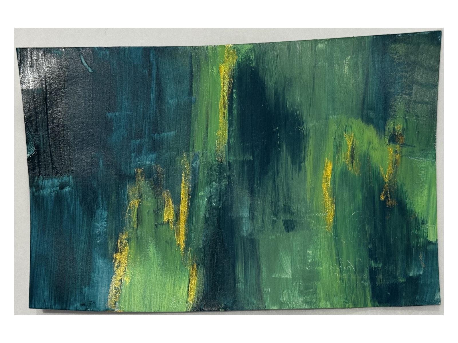 Emerald Afterglow hand-painted postcard — front
