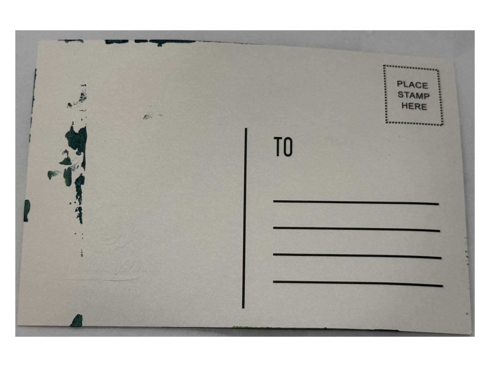 Golden Orbit hand-painted postcard — back