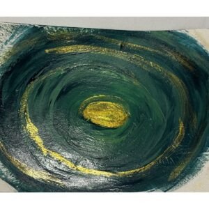 Golden Orbit hand-painted postcard — front