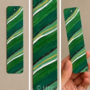 Emerald Lines — Hand-Painted Wooden Bookmark