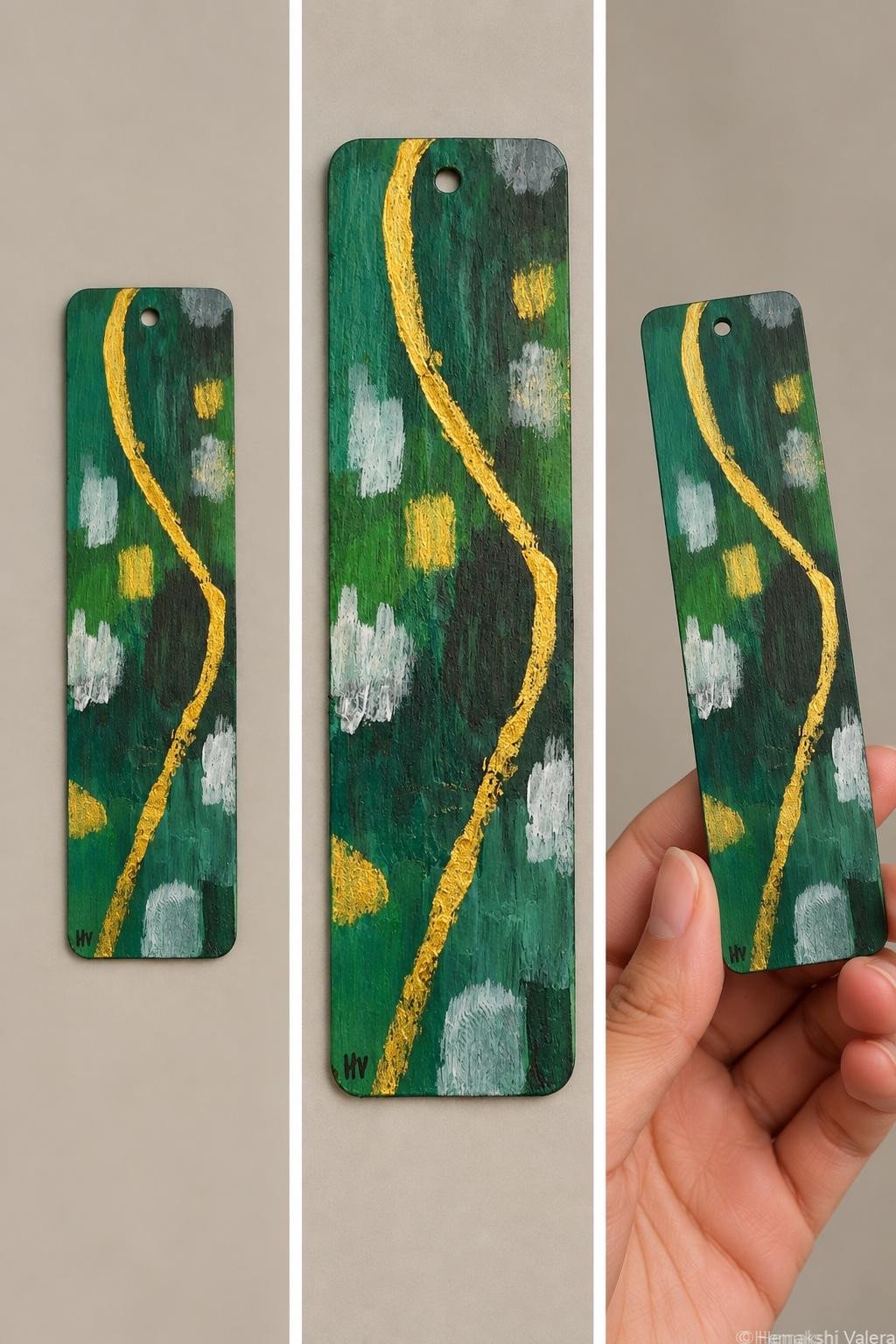 Golden Path — Hand-Painted Wooden Bookmark