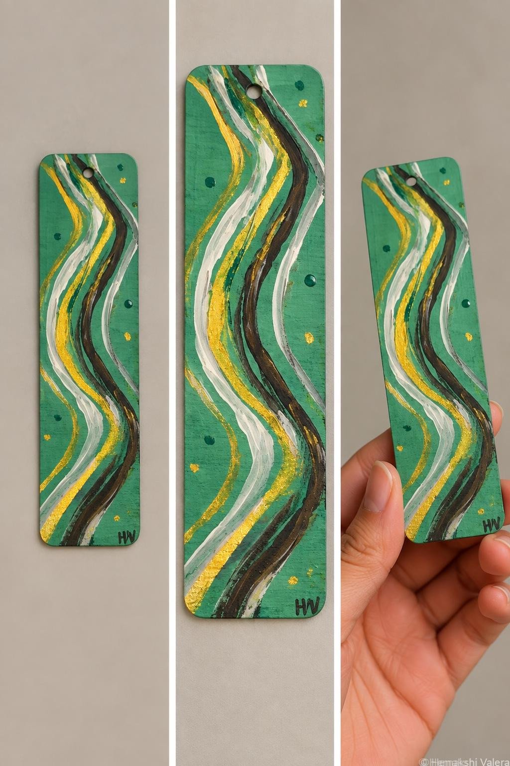 Flowing Earth — Hand-Painted Wooden Bookmark