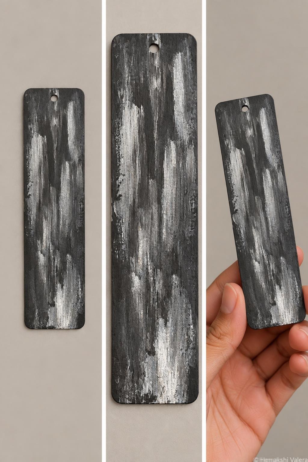 Silver Rain — Hand-Painted Wooden Bookmark