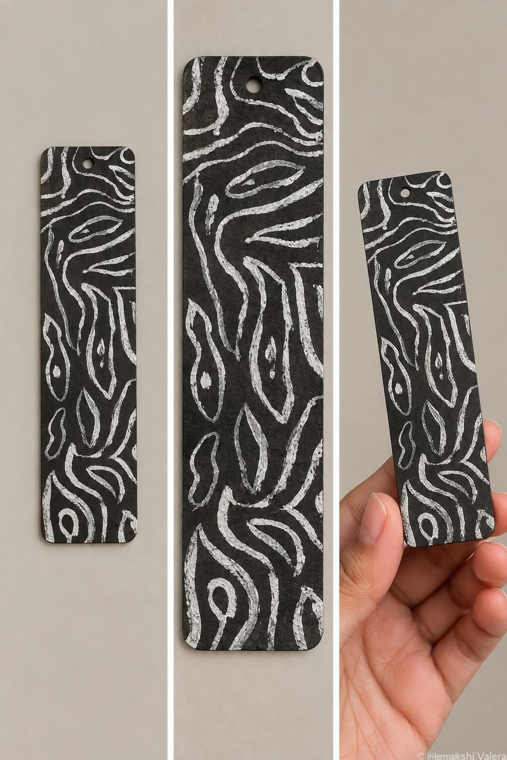 Silver Current — Hand-Painted Wooden Bookmark