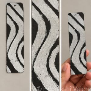 Silver Waves — Hand-Painted Wooden Bookmark